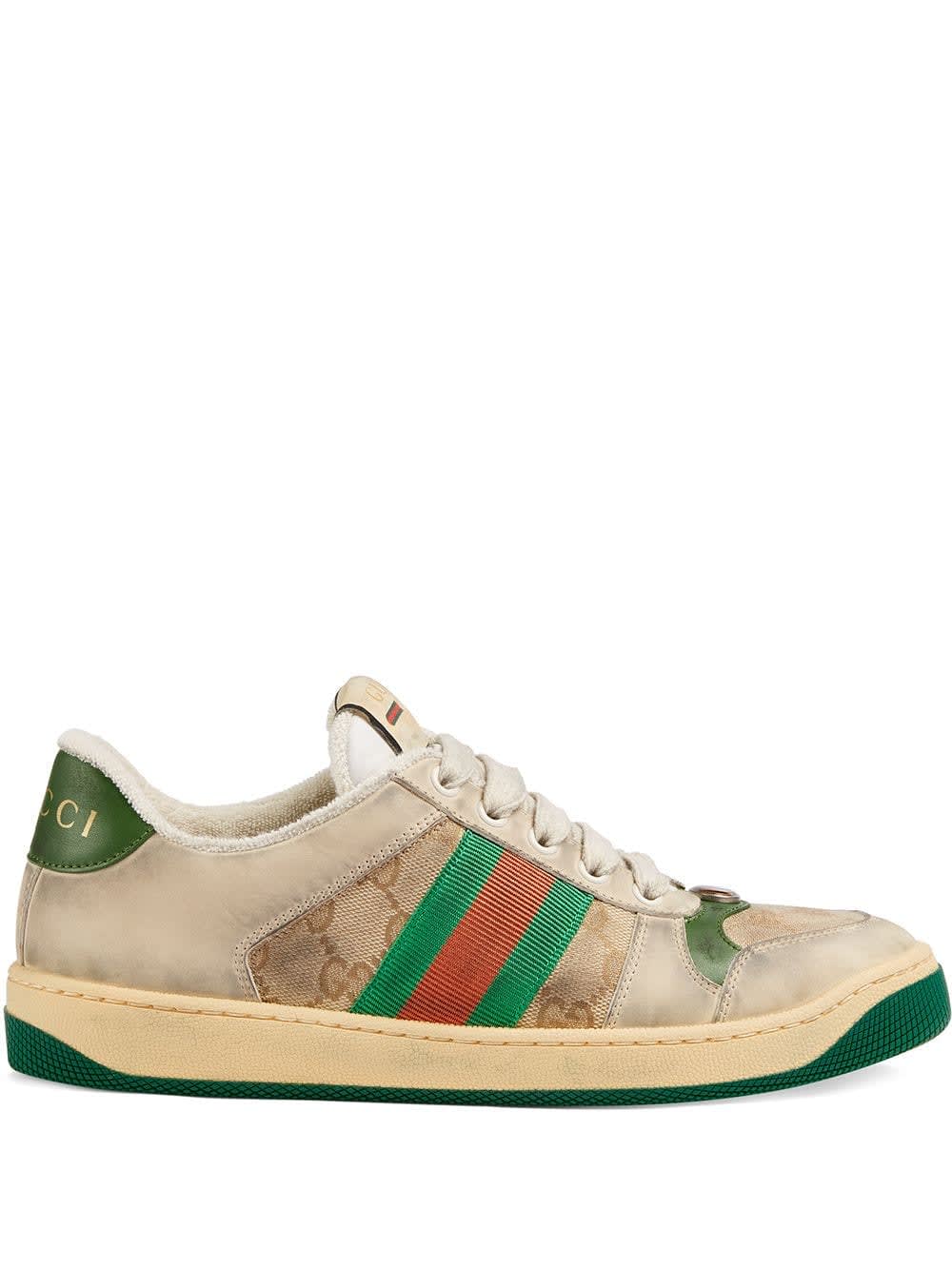 Gucci Women Screener Leather Sneakers In Nude