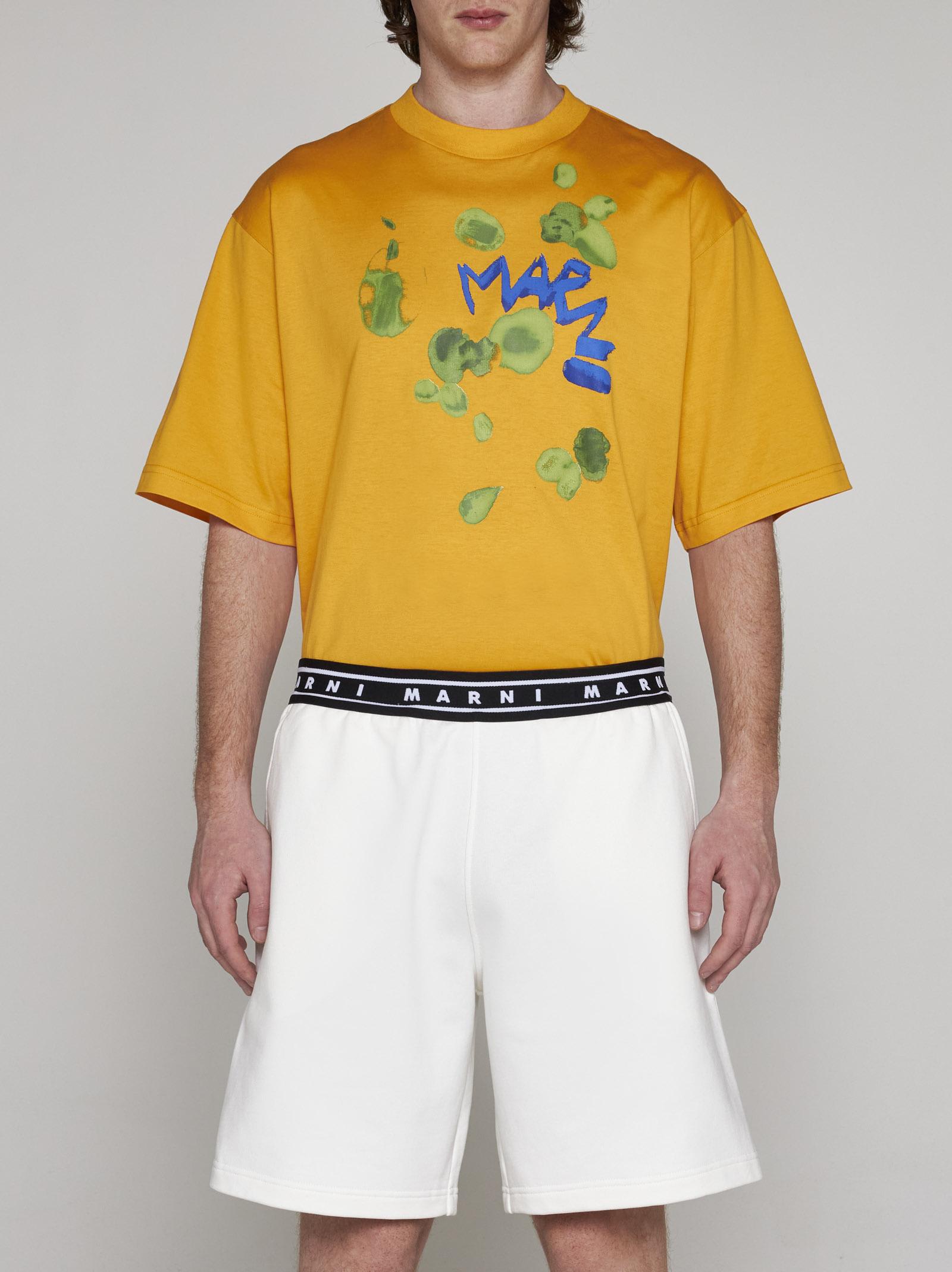 Shop Marni Logo-tape Cotton Shorts