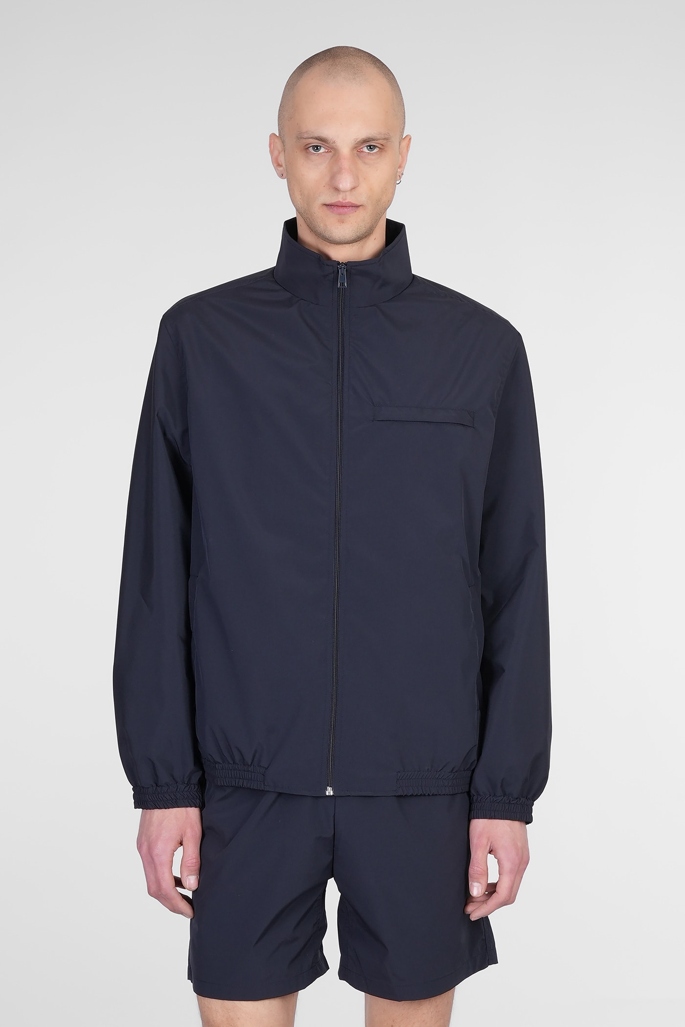 Lanvin Mens Navy Blue Stand-collar Regular-fit Shell Jacket In Blue