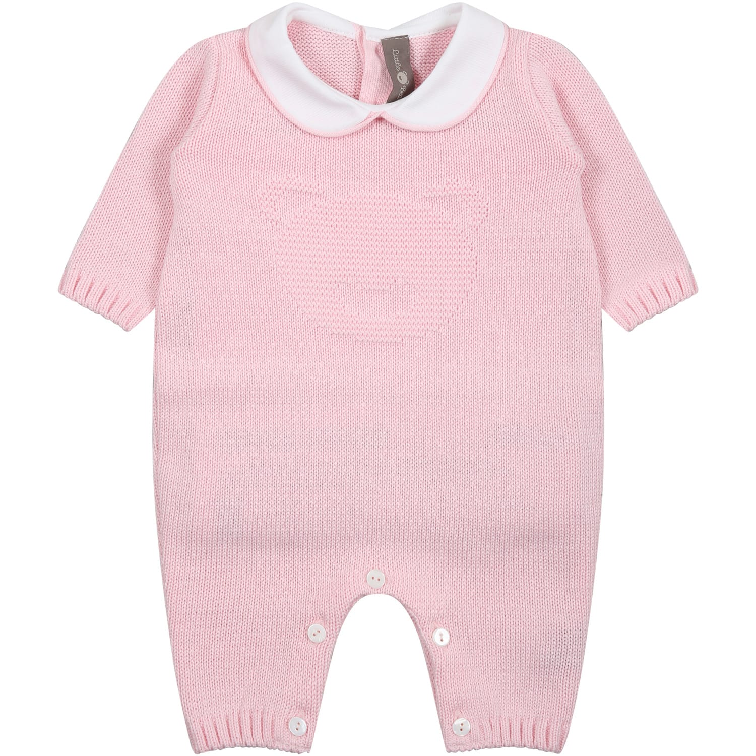 Little Bear Pink Overalls For Baby Girl With Bear In Rosa