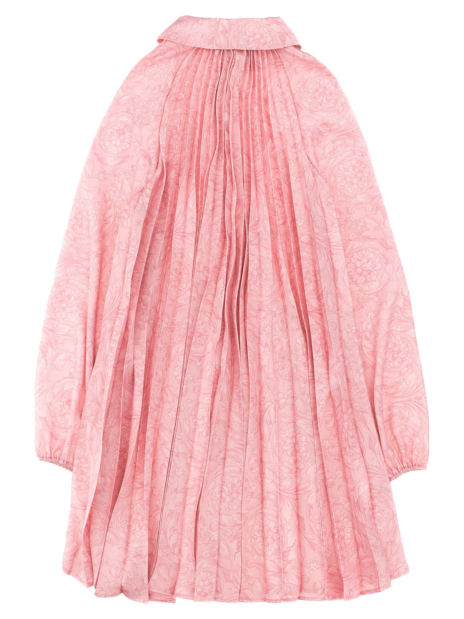 Shop Versace Pleated Dress In Pink