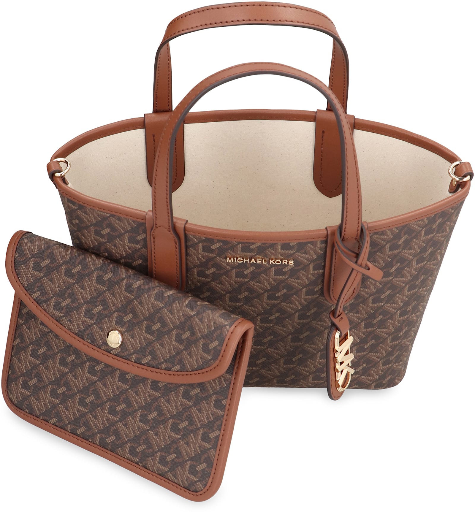 Shop Michael Michael Kors Eliza Printed Canvas Handbag In Brown