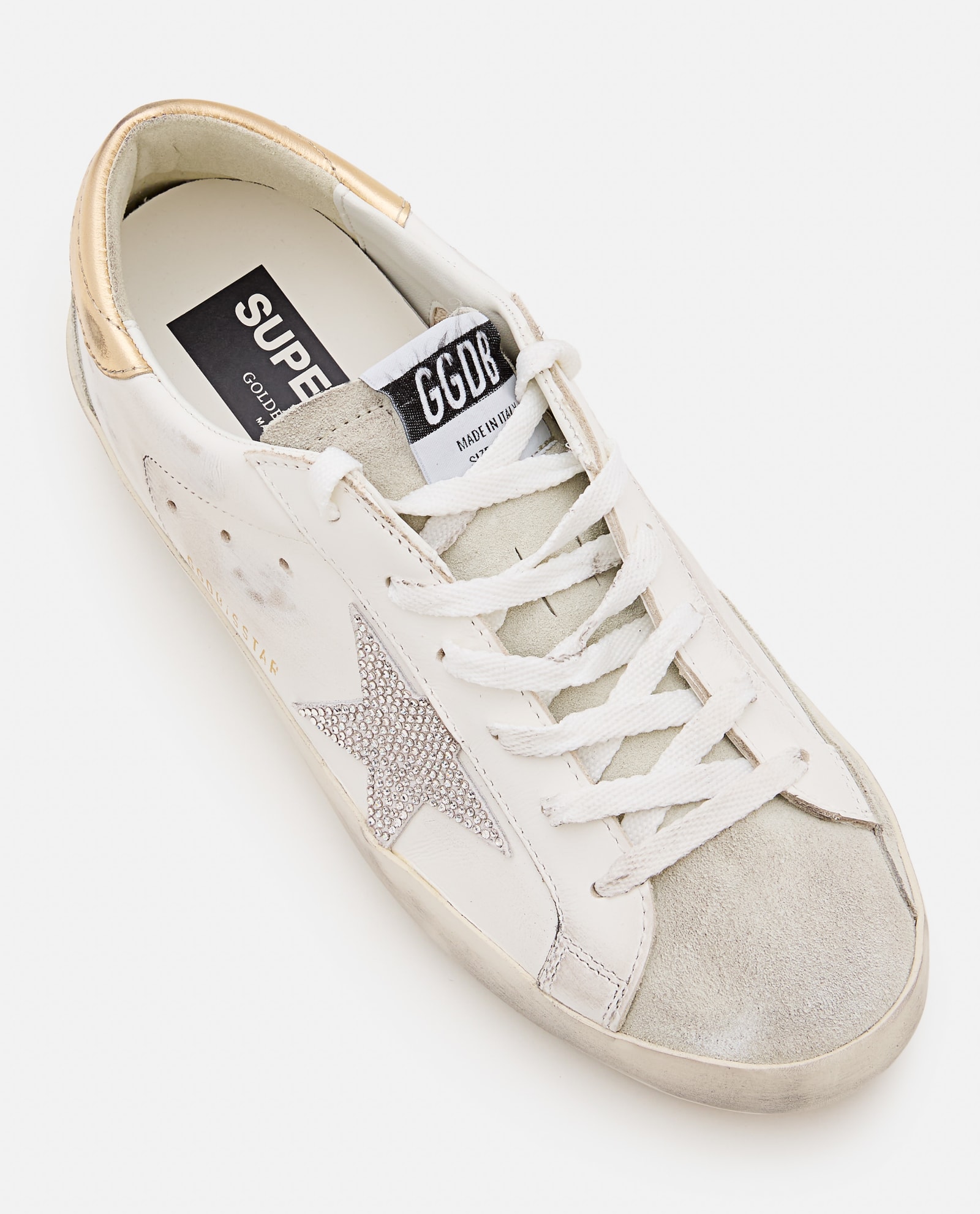 Shop Golden Goose Super Star Leather Sneakers In White