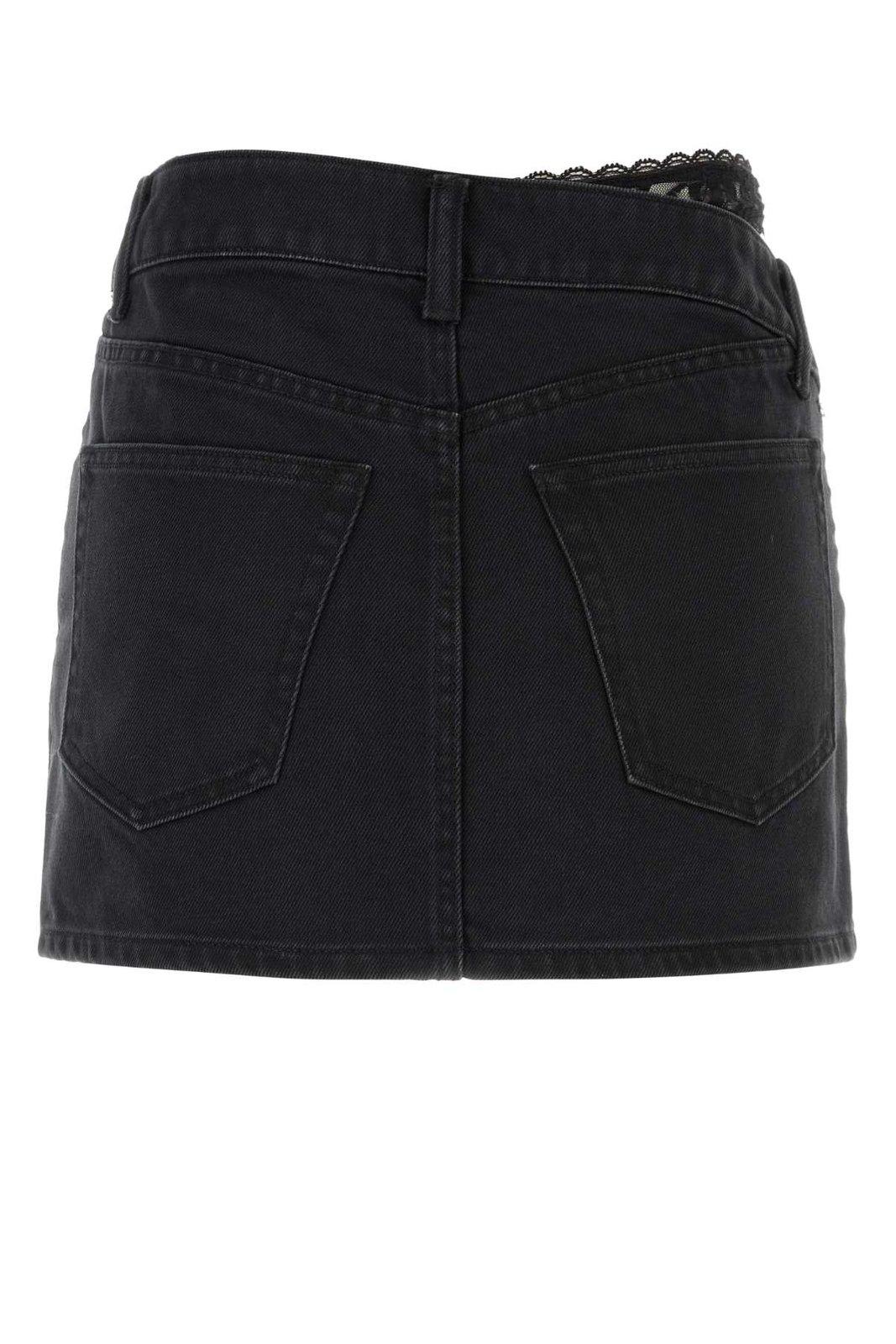 ALEXANDER WANG DIP SIDE LACE UNDIE DENIM SKIRT