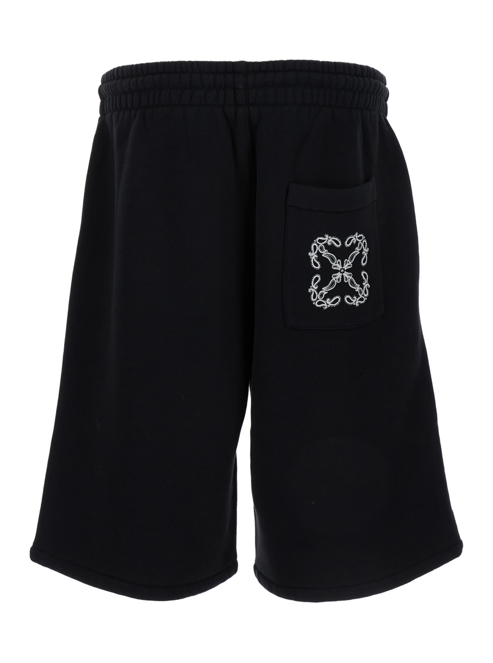 Shop Off-white Black Bermuda Shorts With Rear Detail In Cotton Man