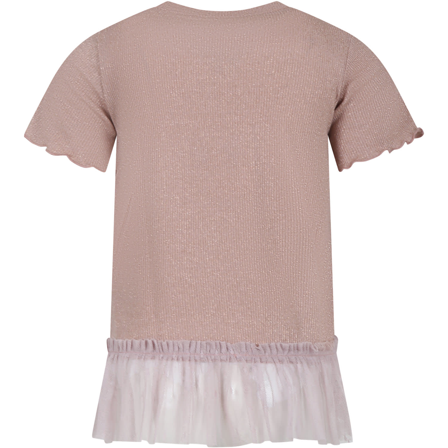Shop Caffe' D'orzo Pink T-shirt Suit For Girl With Tulle