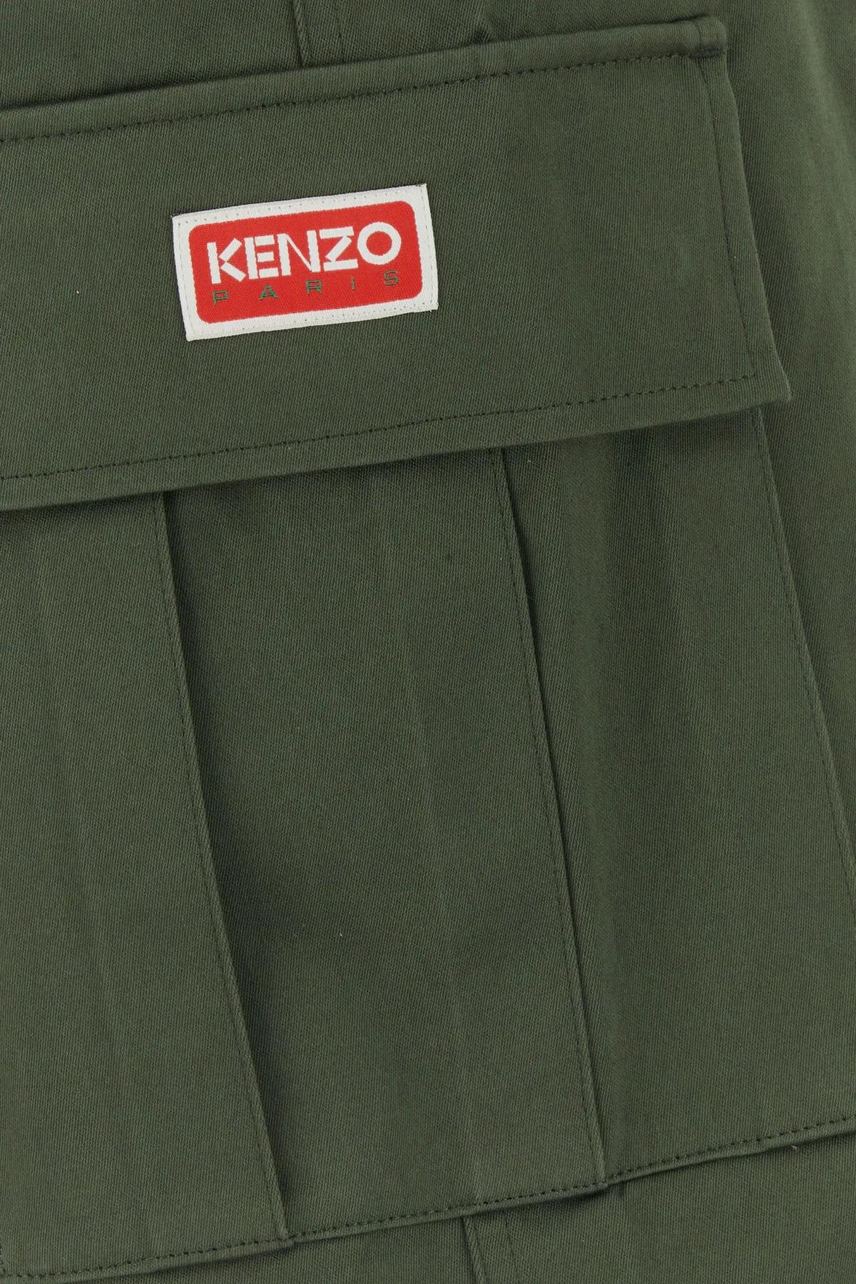 Shop Kenzo Dark Green Cotton Cargo Pant In Dark Khaki