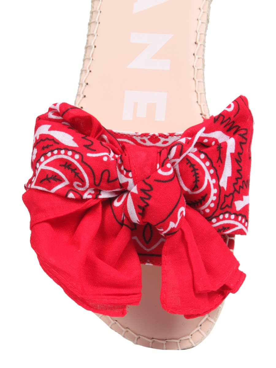 Shop Manebi Low Sandals With Bandana Bow In Red
