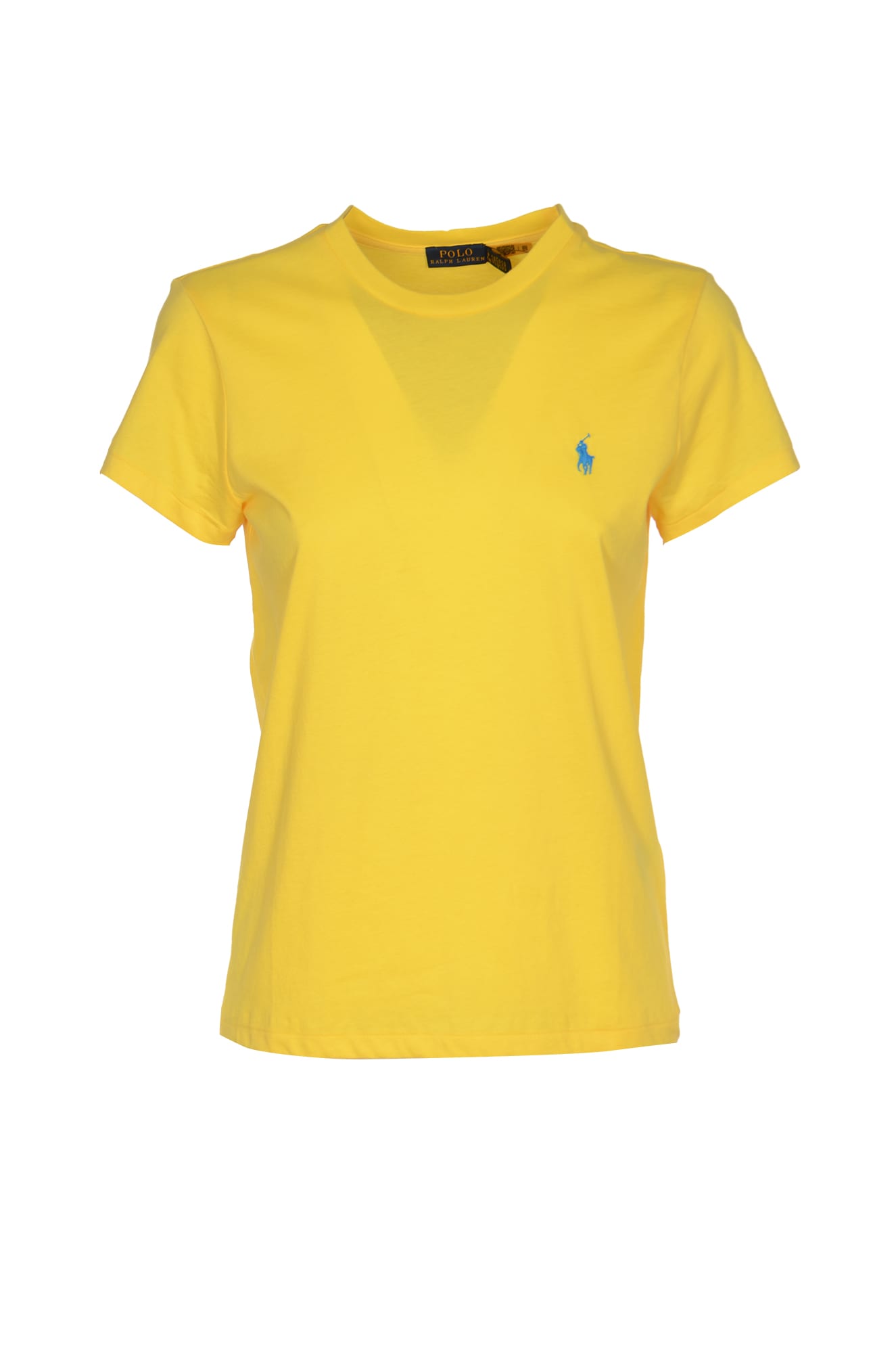 Shop Polo Ralph Lauren Logo Embroidered Regular T-shirt In Yellow