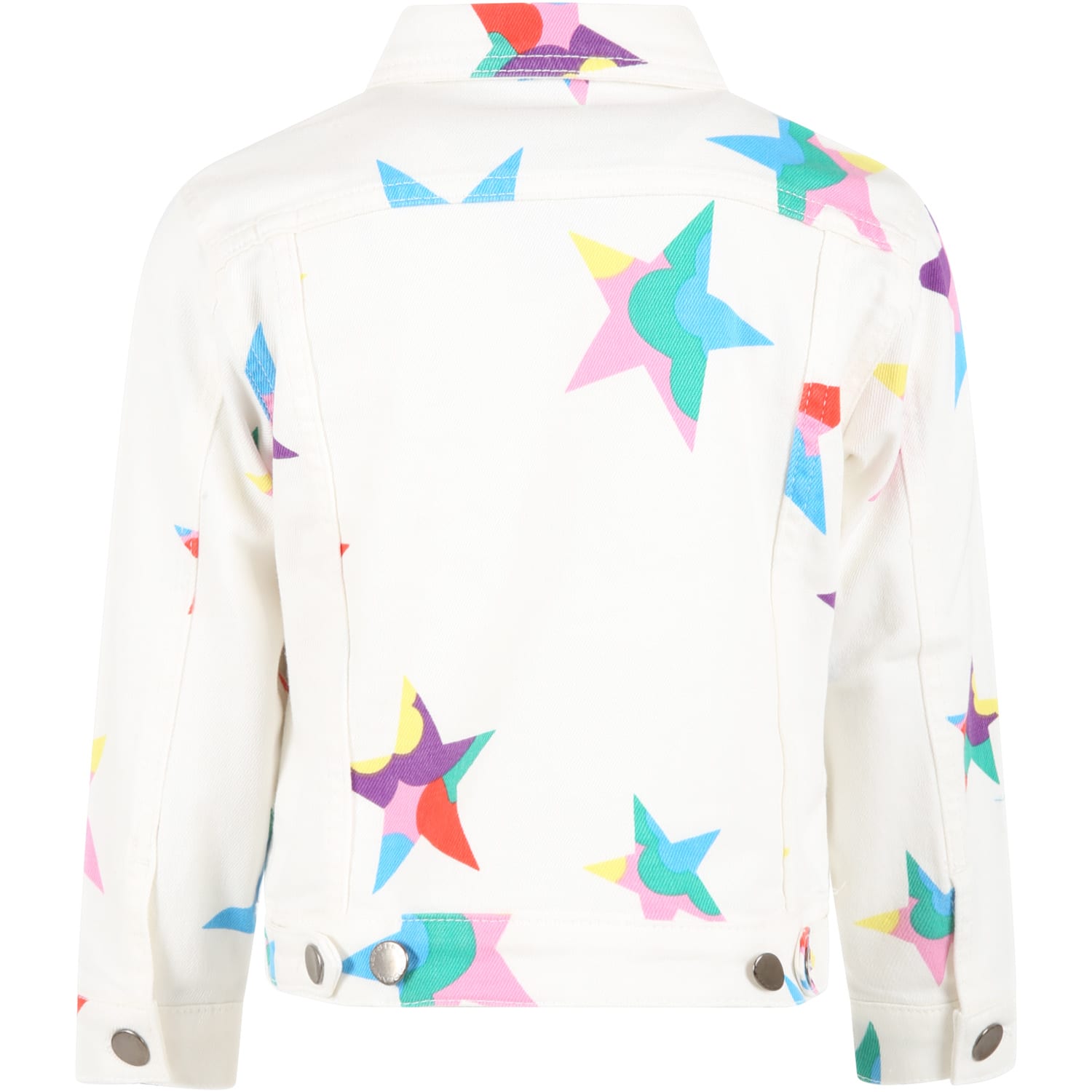 Shop Stella Mccartney White Jacket For Girl With Colorful Stars
