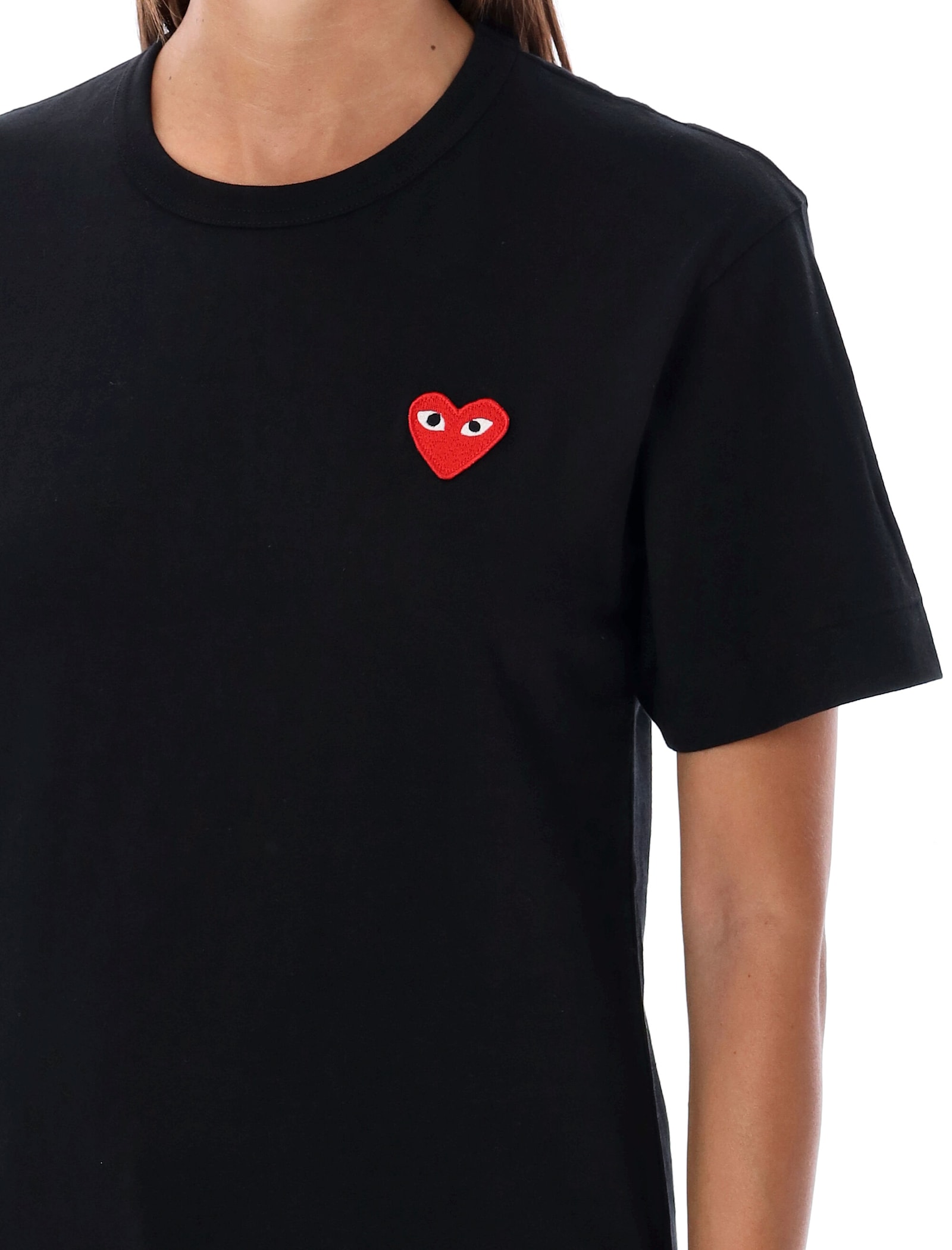 Comme Des Garçons Play Classic Heart Patch Tee In Black