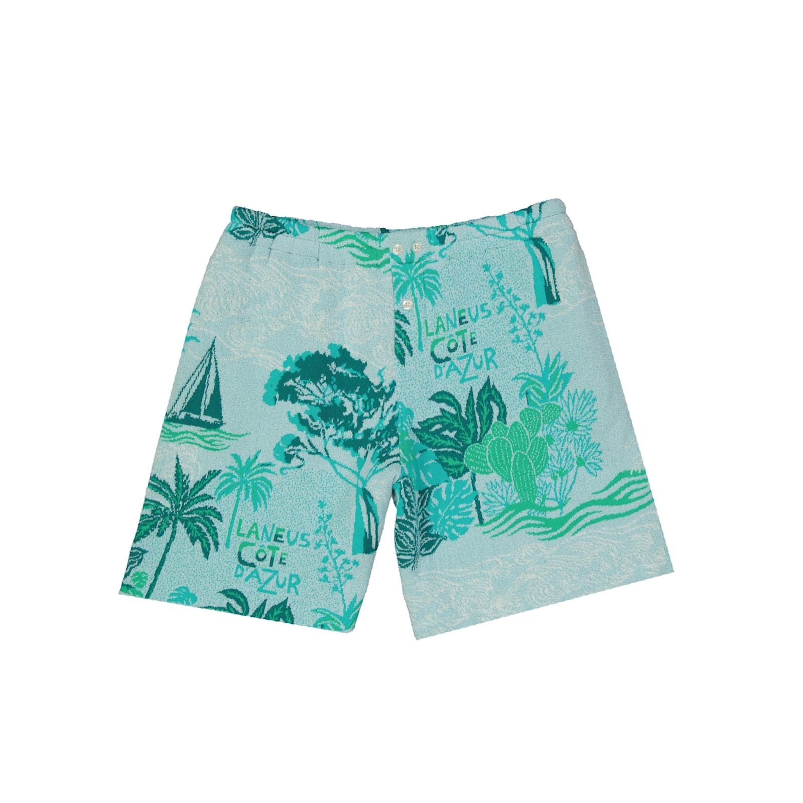 Shop Laneus Côte Dazur Cotton Shorts In Green