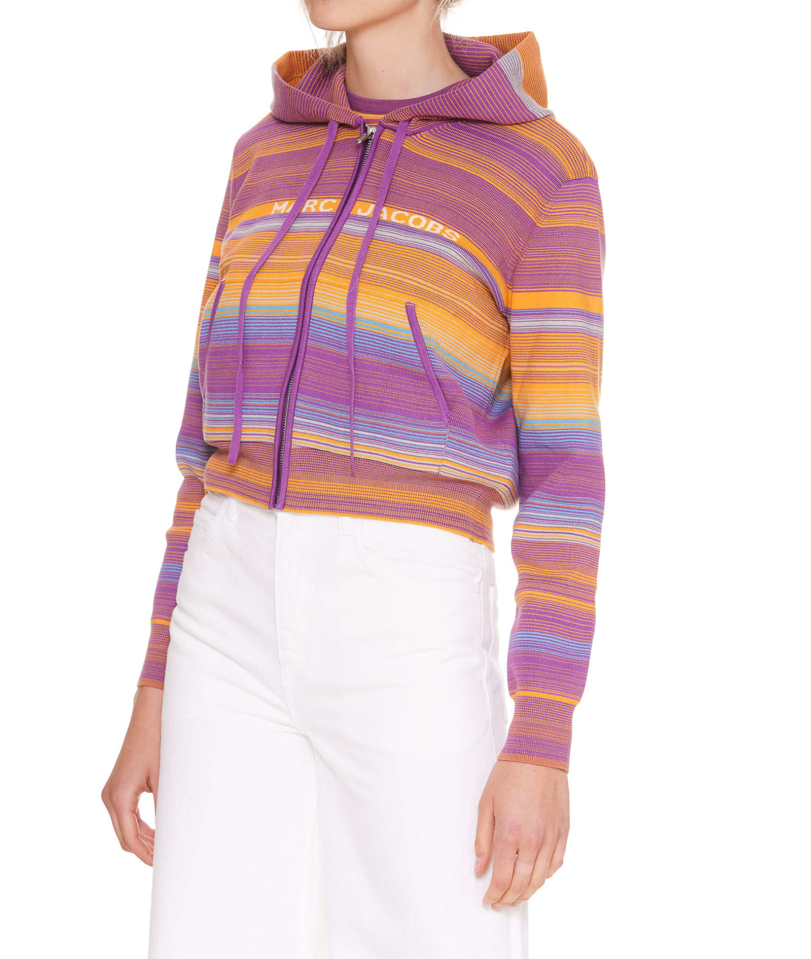 Shop Marc Jacobs The Cropped Zip Hoodie In Multicolor