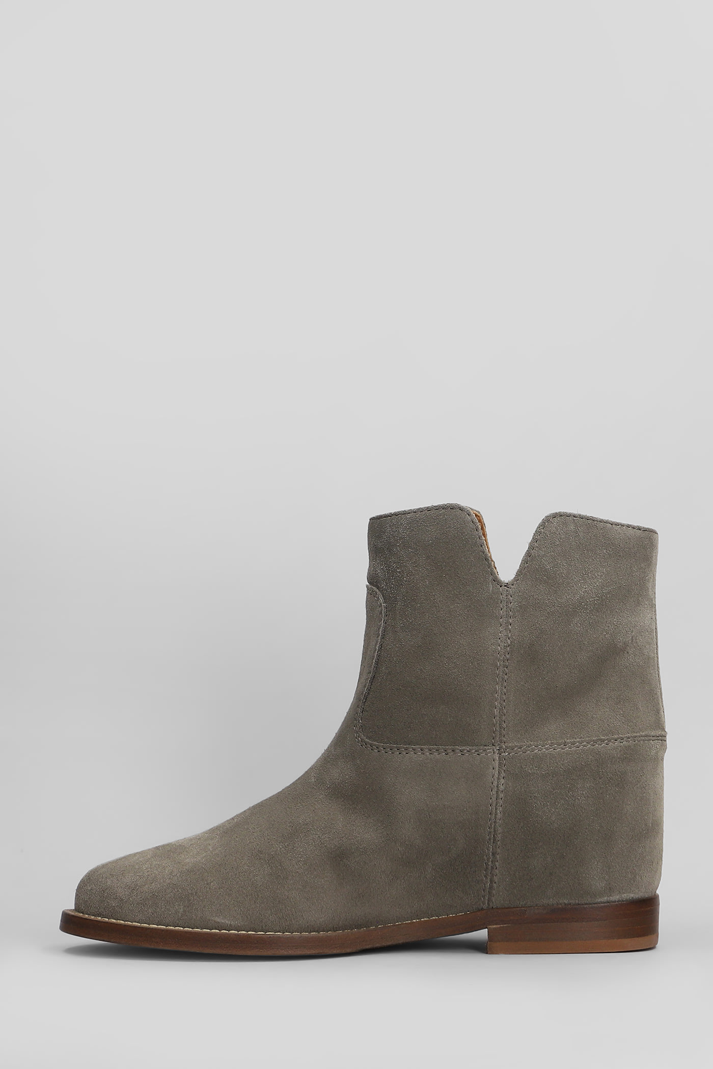Via Roma 15 Ankle Boots Inside Wedge In Grey Suede In Grey