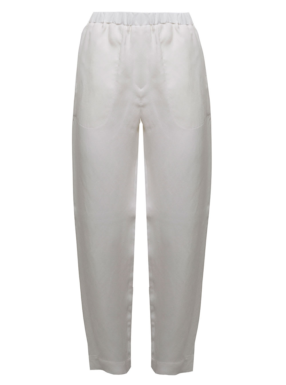 Antonelli Womans Viscose And Linen Whitetaormina Pants