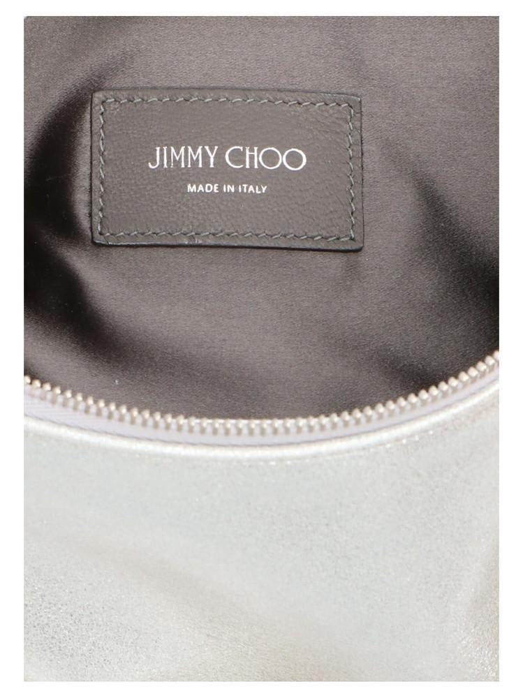 Shop Jimmy Choo Callie Metallic Clutch Bag In Argento