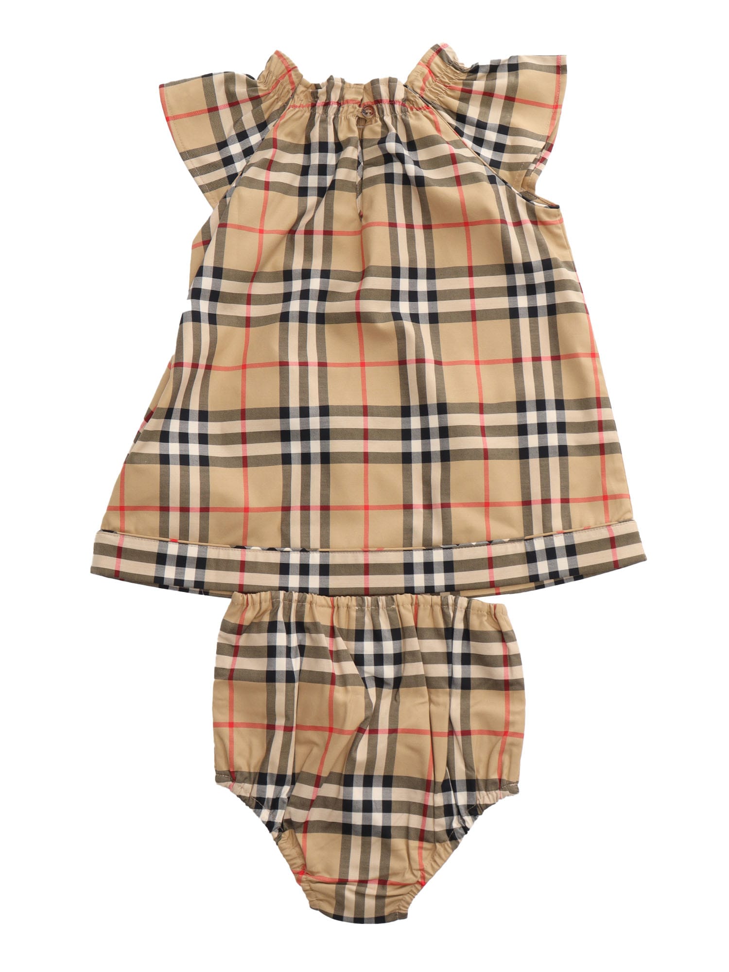 Shop Burberry Check Dress In Beige