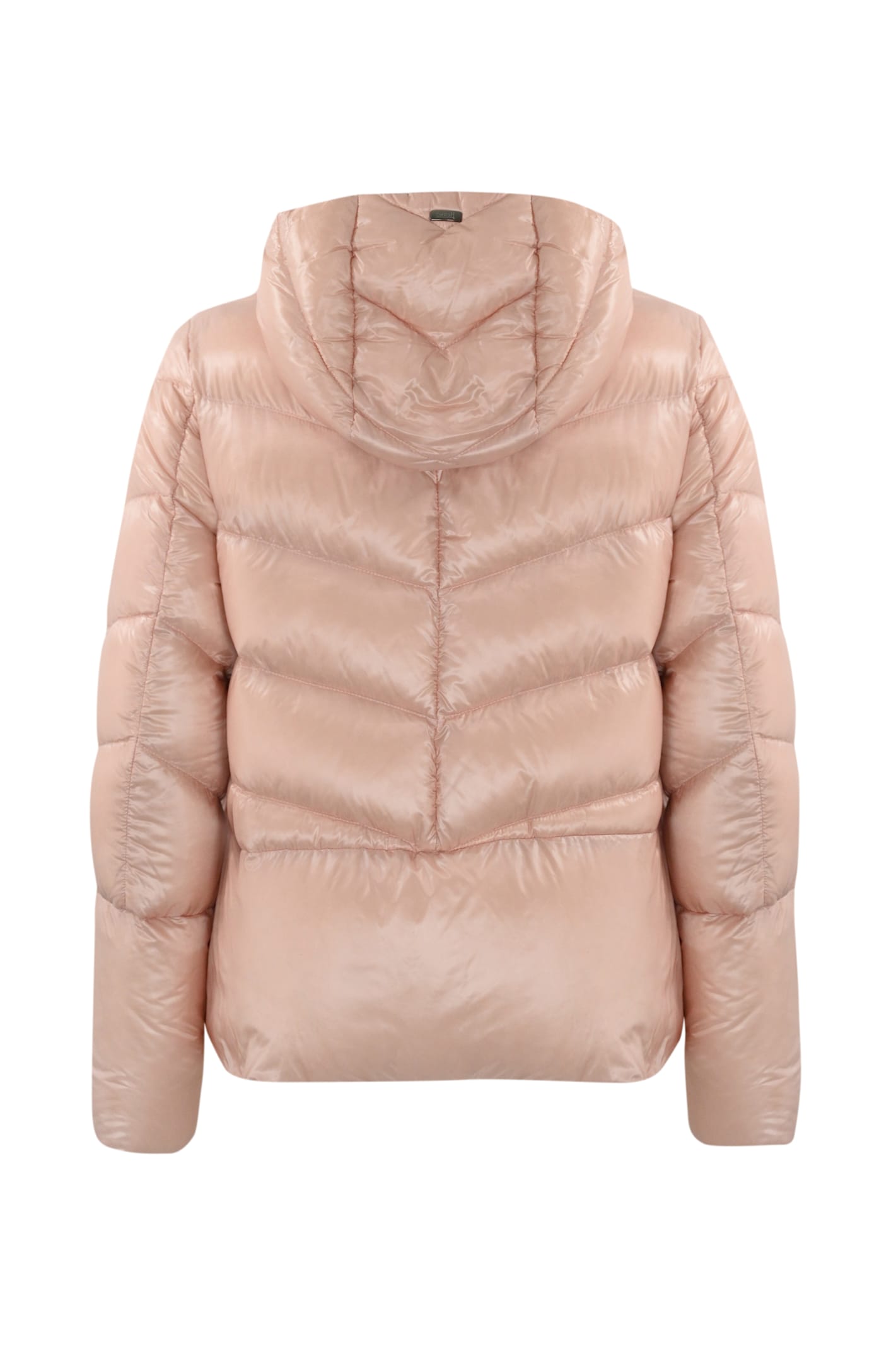 Shop Herno Quilted Down Jacket With Drawstring In Rosa Chiaro