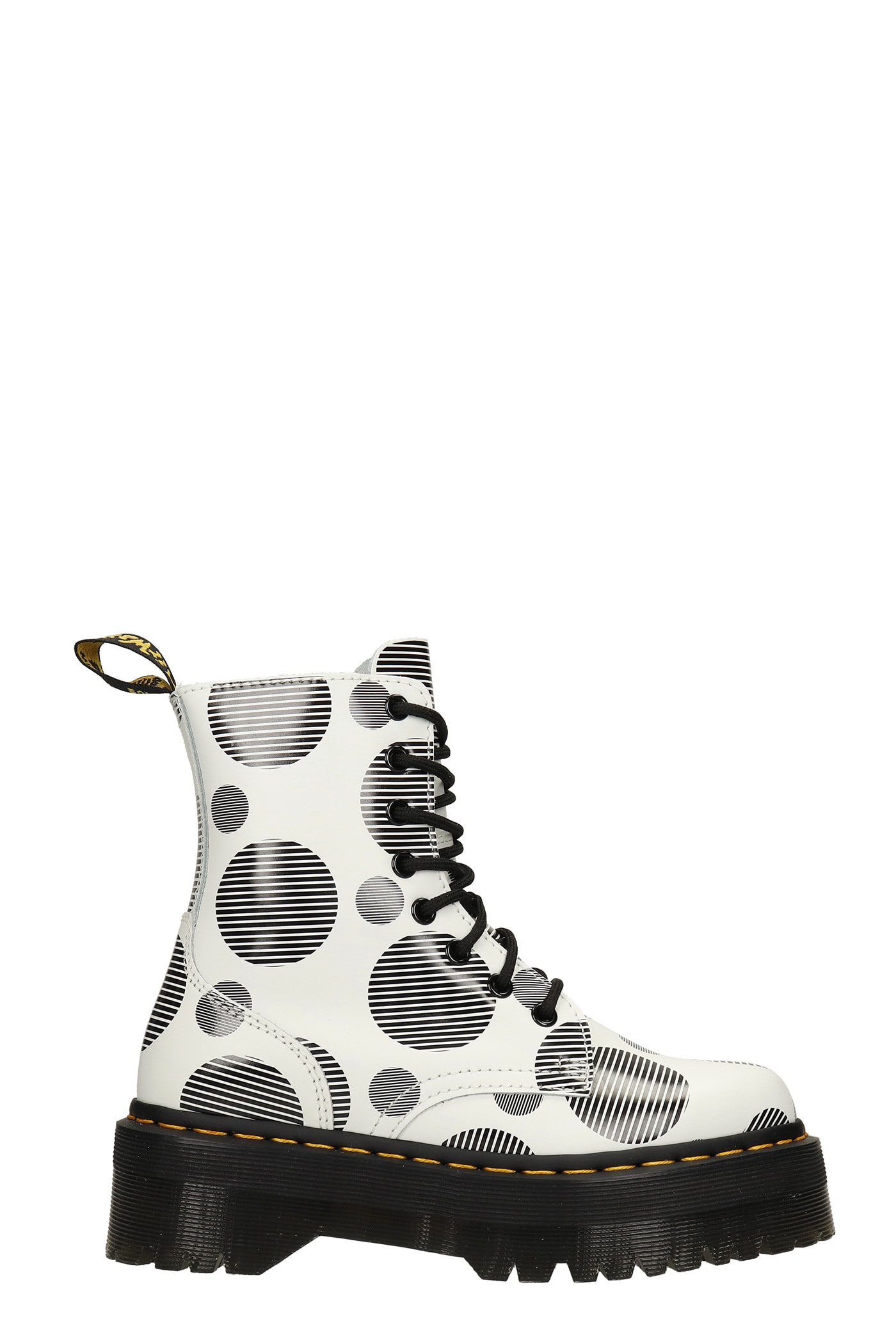 Dr. Martens Jadon Combat Boots In White Leather