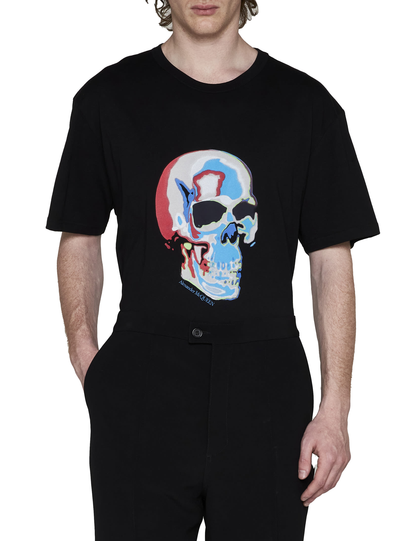 Alexander Mcqueen Skull-graphic Cotton T-shirt. In Black Mix