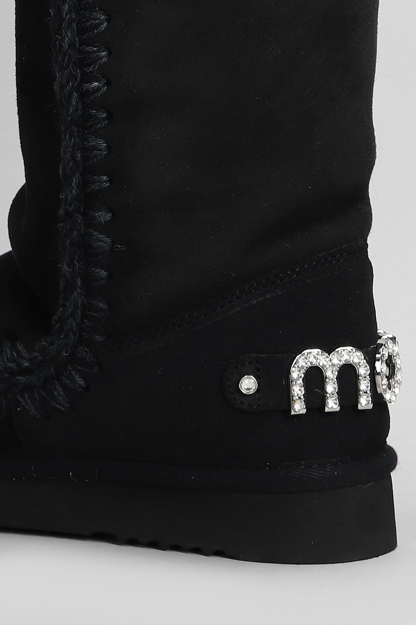 Shop Mou Eskimo 40 Low Heels Boots In Black Suede