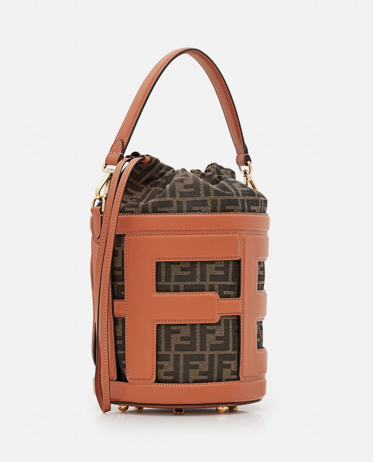 Shop Fendi Ff Leather Bucket Bag In Len Brandy Tobacco Moro