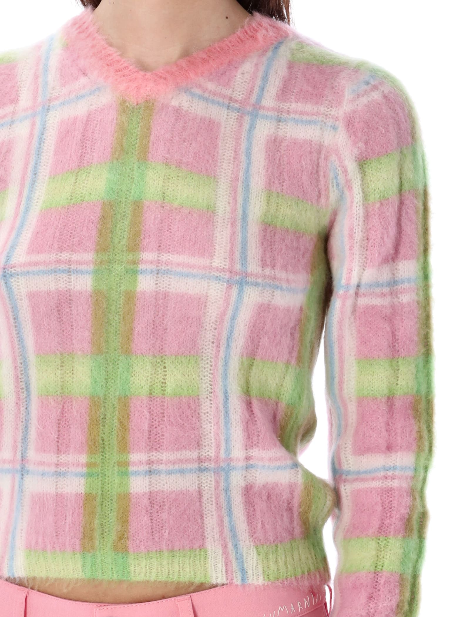 Shop Marni V-neck Sweater In Pink Gummy