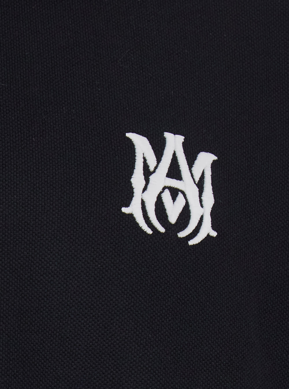 Amiri Men Black Polo Shirt With Classic Collar And Logo Embroidery On The Front In Cotton Man In Black