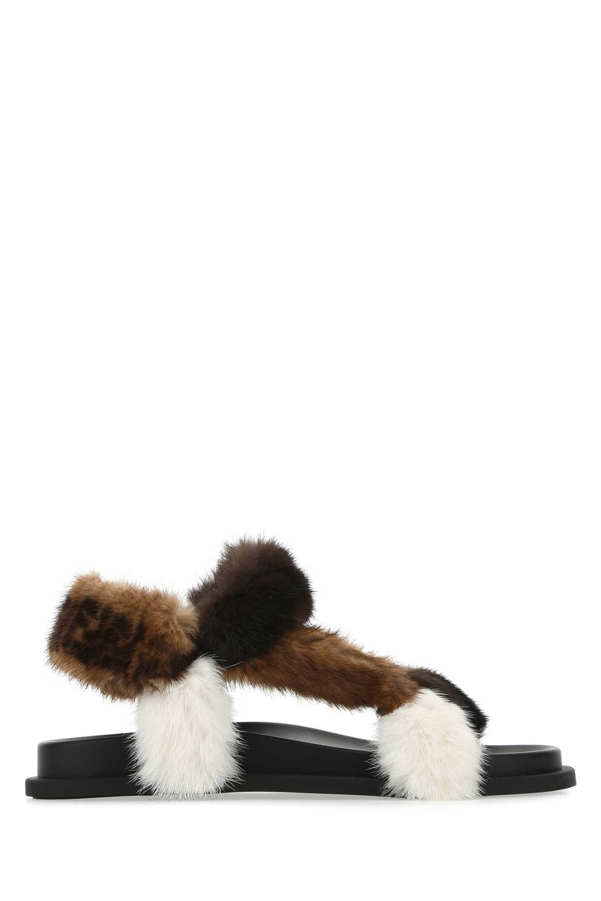 Shop Fendi Multicolor Mink  Feel Sandals In F1h14