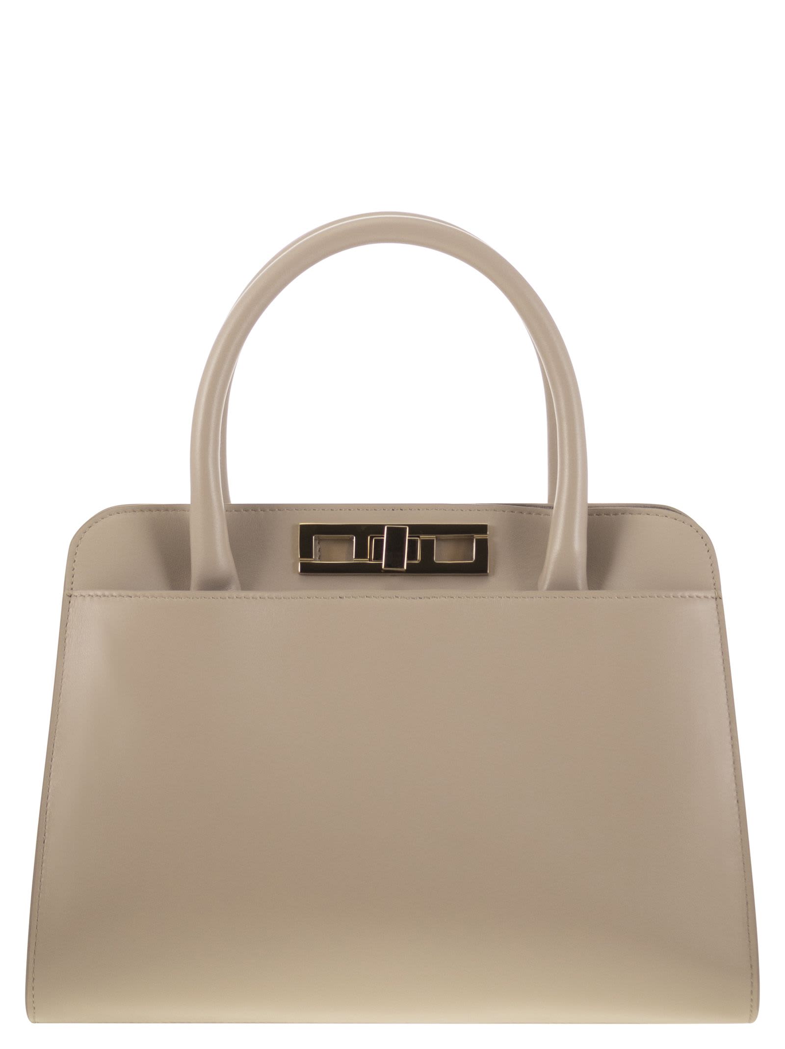 Fabiana Filippi Medium Handbag With Metal Accessory In Beige