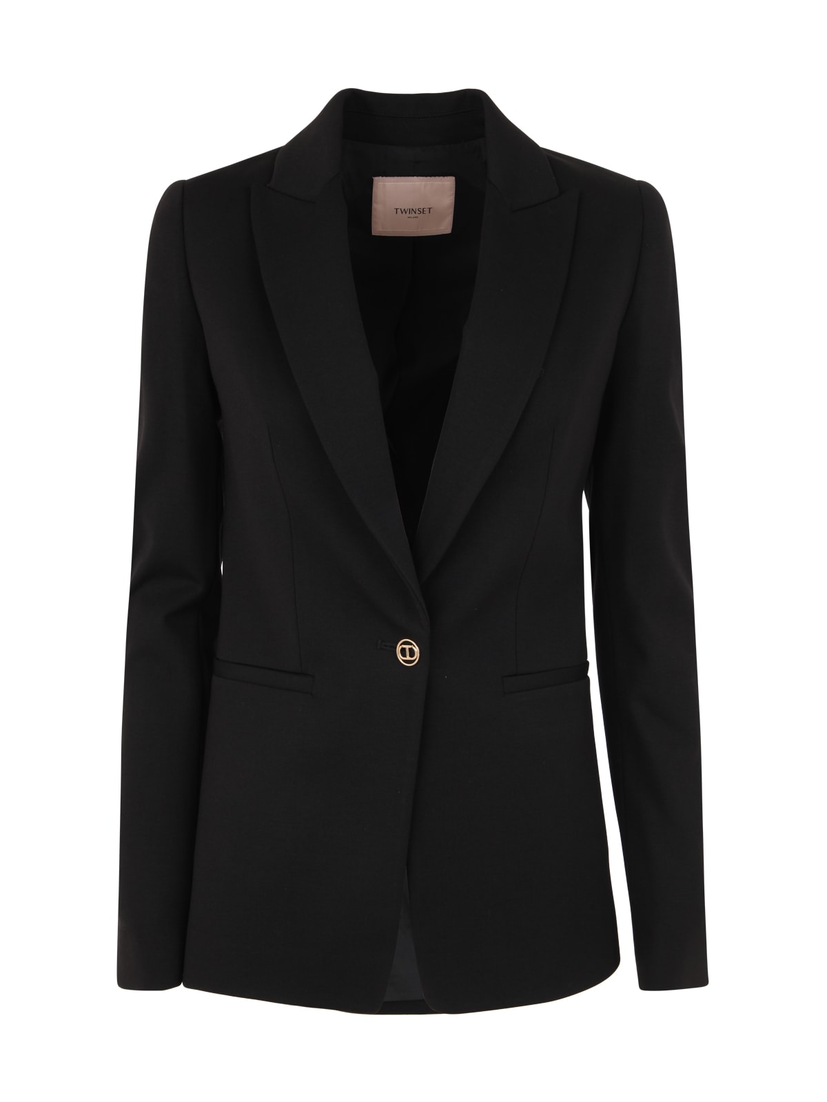 Twinset Black Wool Blend Single-breasted Jacket In Black