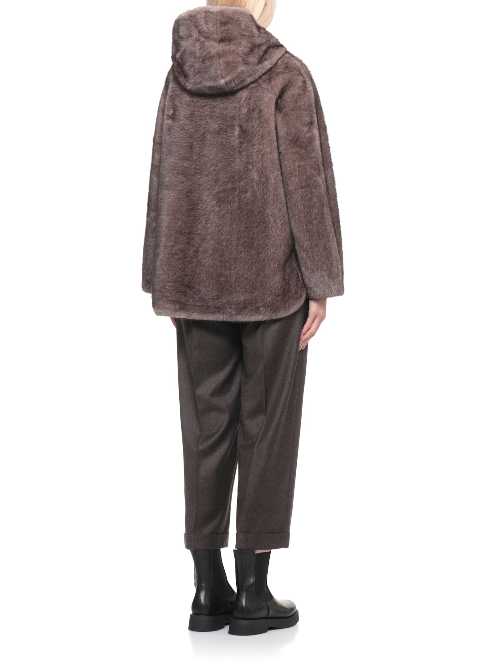 Betta Corradi Synthetic Fur Coat In Brown