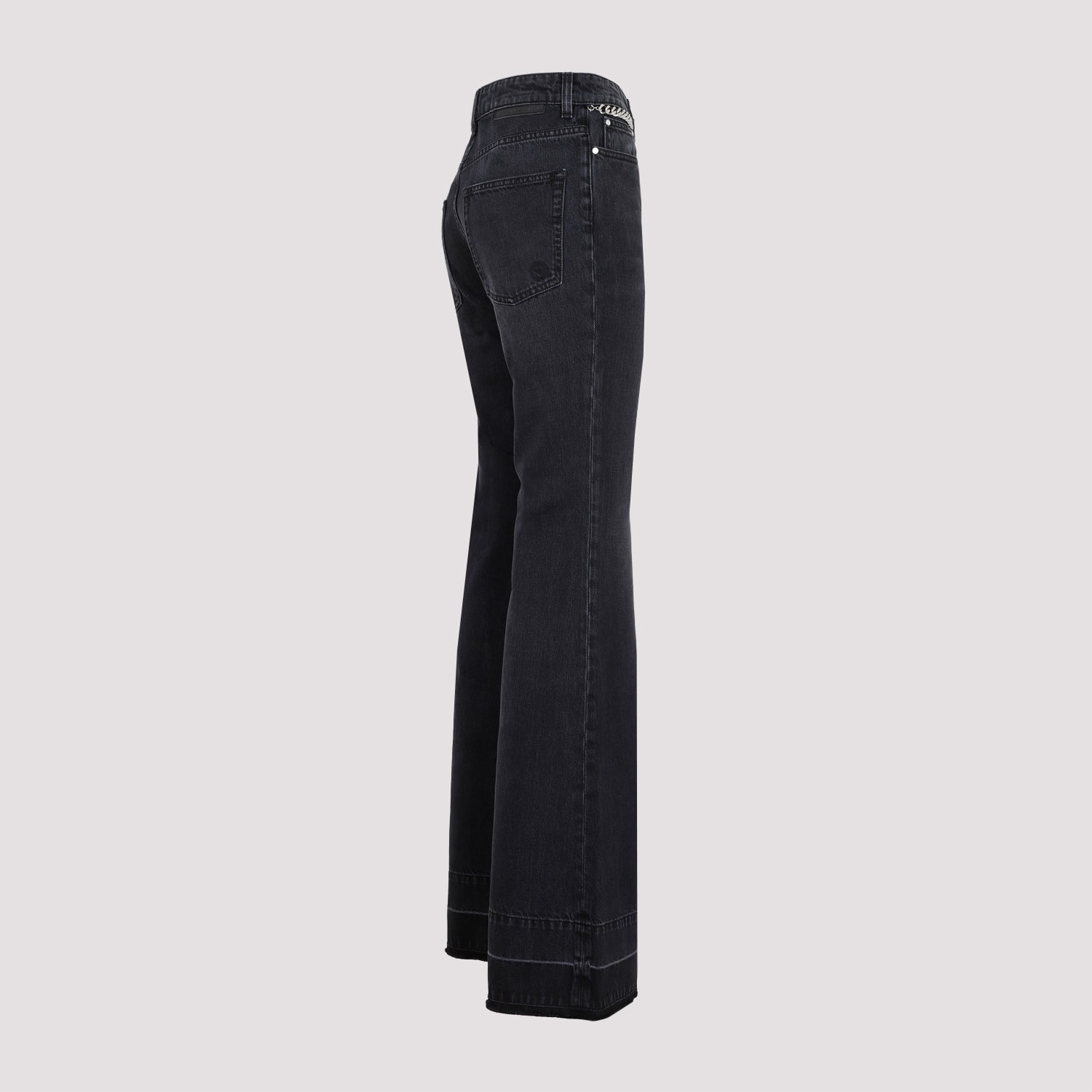 Shop Stella Mccartney Falabella Chain Flare Jeans In Black