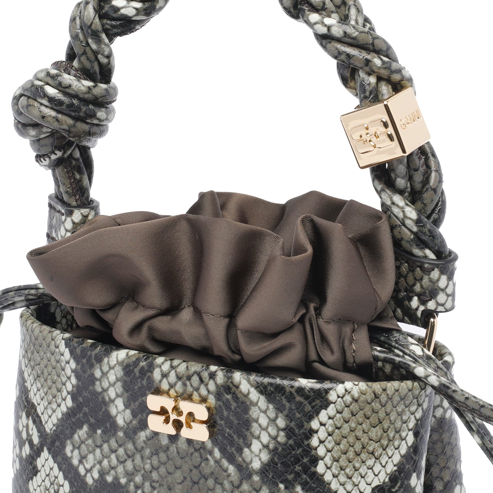Ganni Women Mini Bou Snake Bucket Bag
