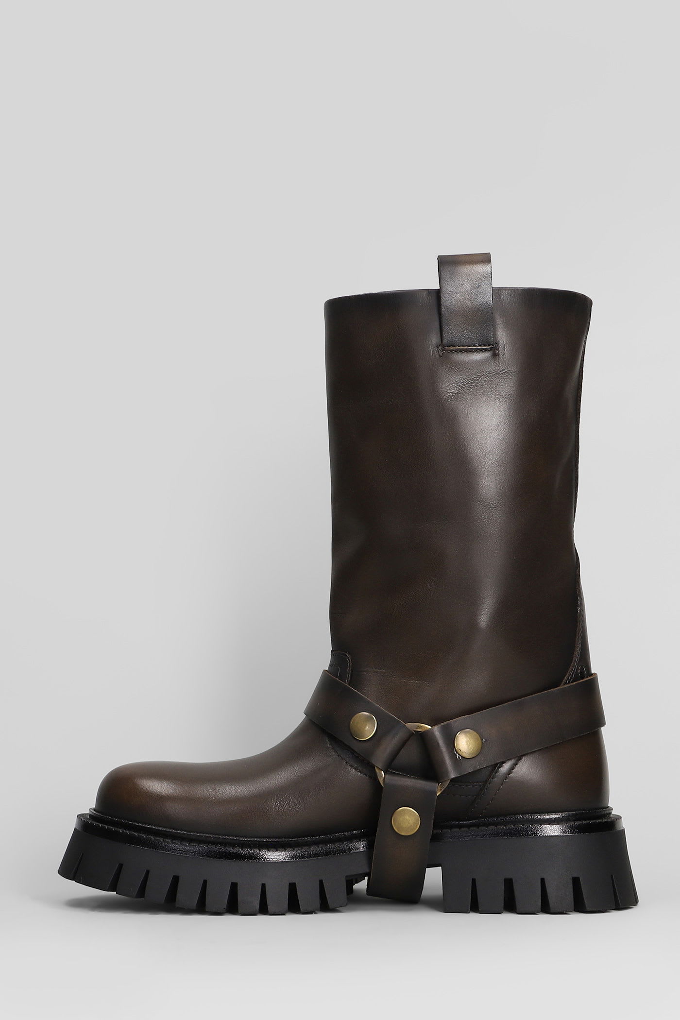 Golden Goose Kurt Chunky Low Heels Ankle Boots In Brown Leather In Brown