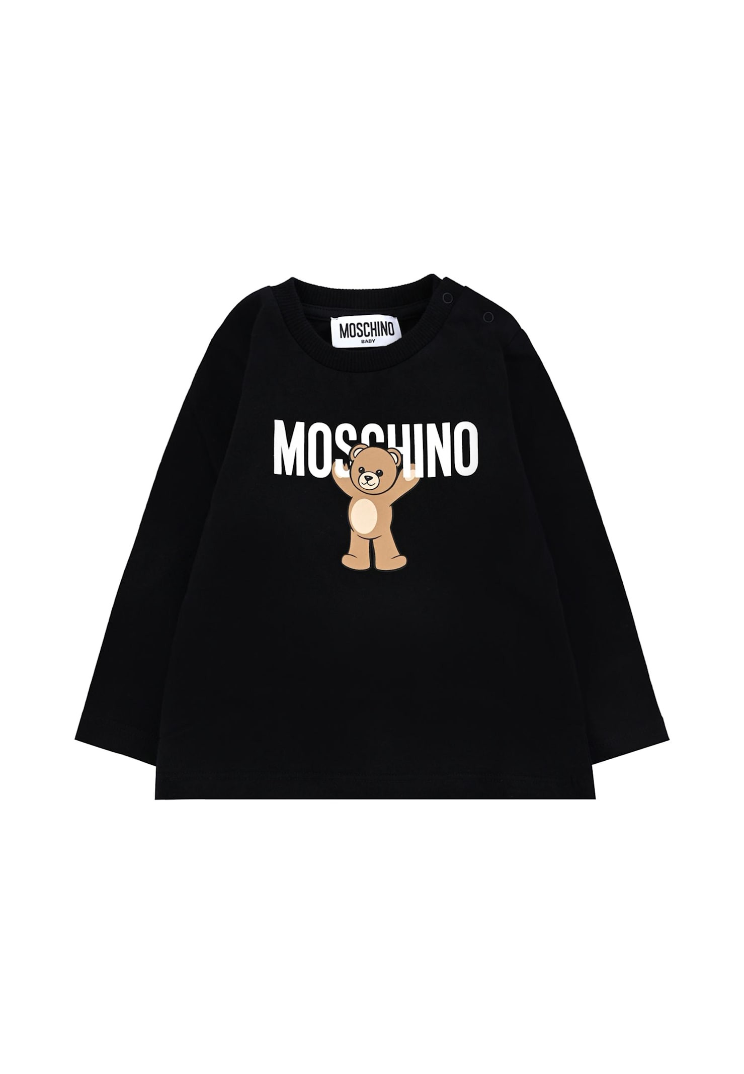 Moschino Black T-shirt For Babykids With Teddy Bear In Black
