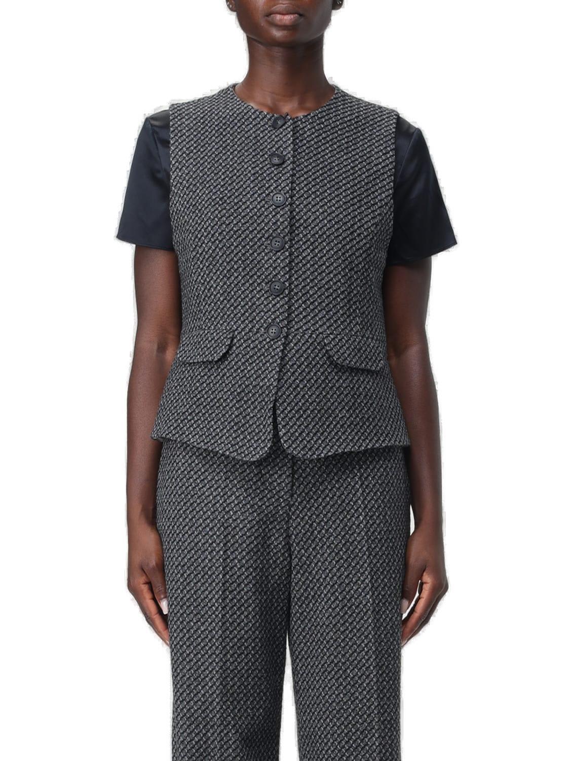 Pattern-jacquard Button-up Gilet Emporio Armani