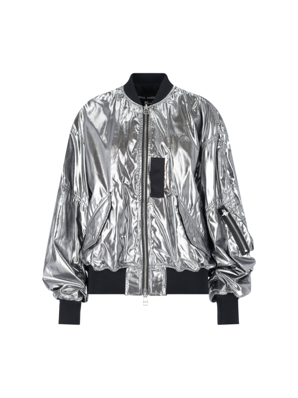 Junya Watanabe Metallic Zip-front Bomber Jacket In Silver