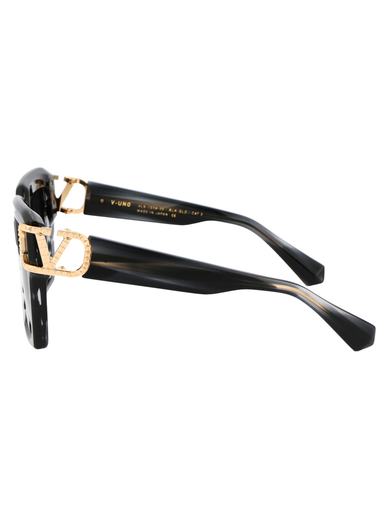 Shop Valentino V - Uno Sunglasses In Translucent Black Swirl - V-light Gold