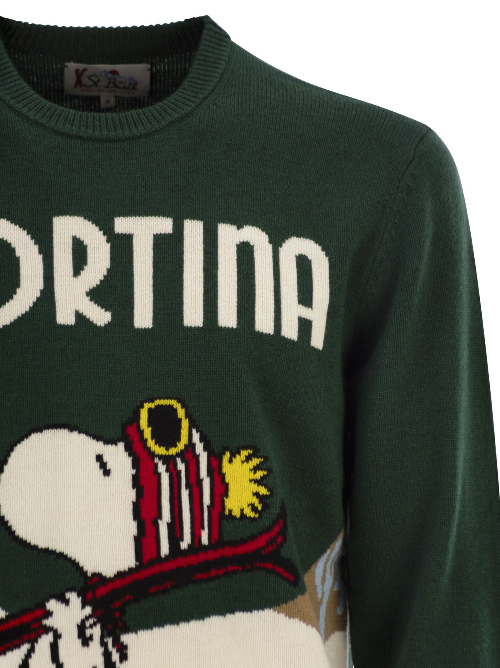 Mc2 Saint Barth Heron - Crew Neck Sweater With Embroidery On The Front In Green