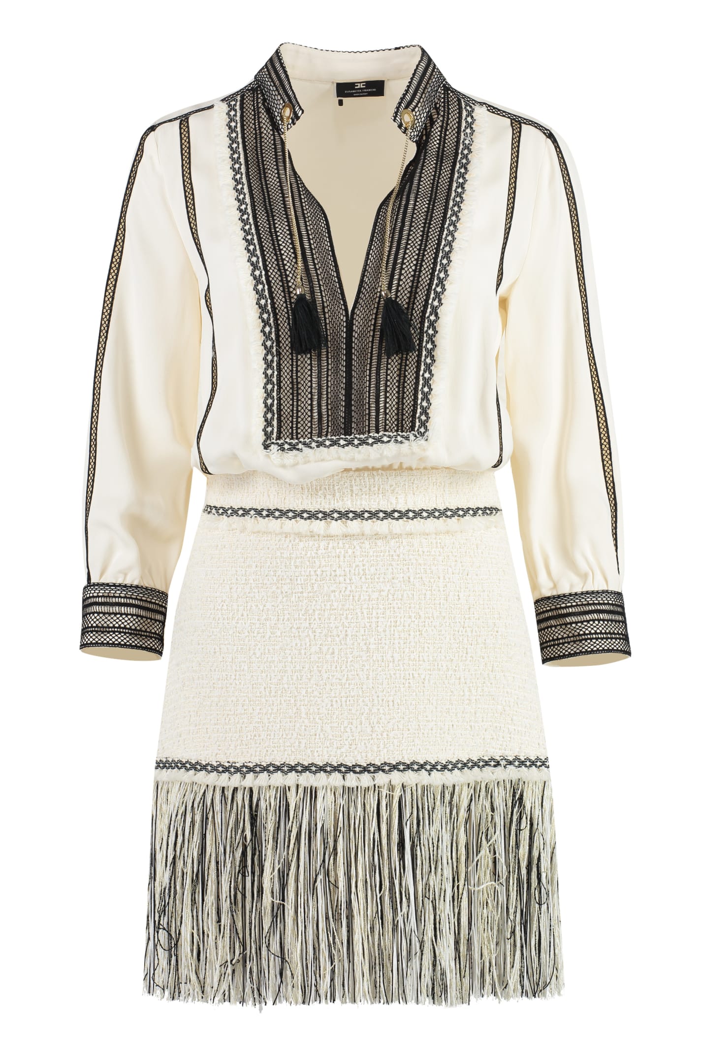 Elisabetta Franchi Kleid Mit Fransen In White