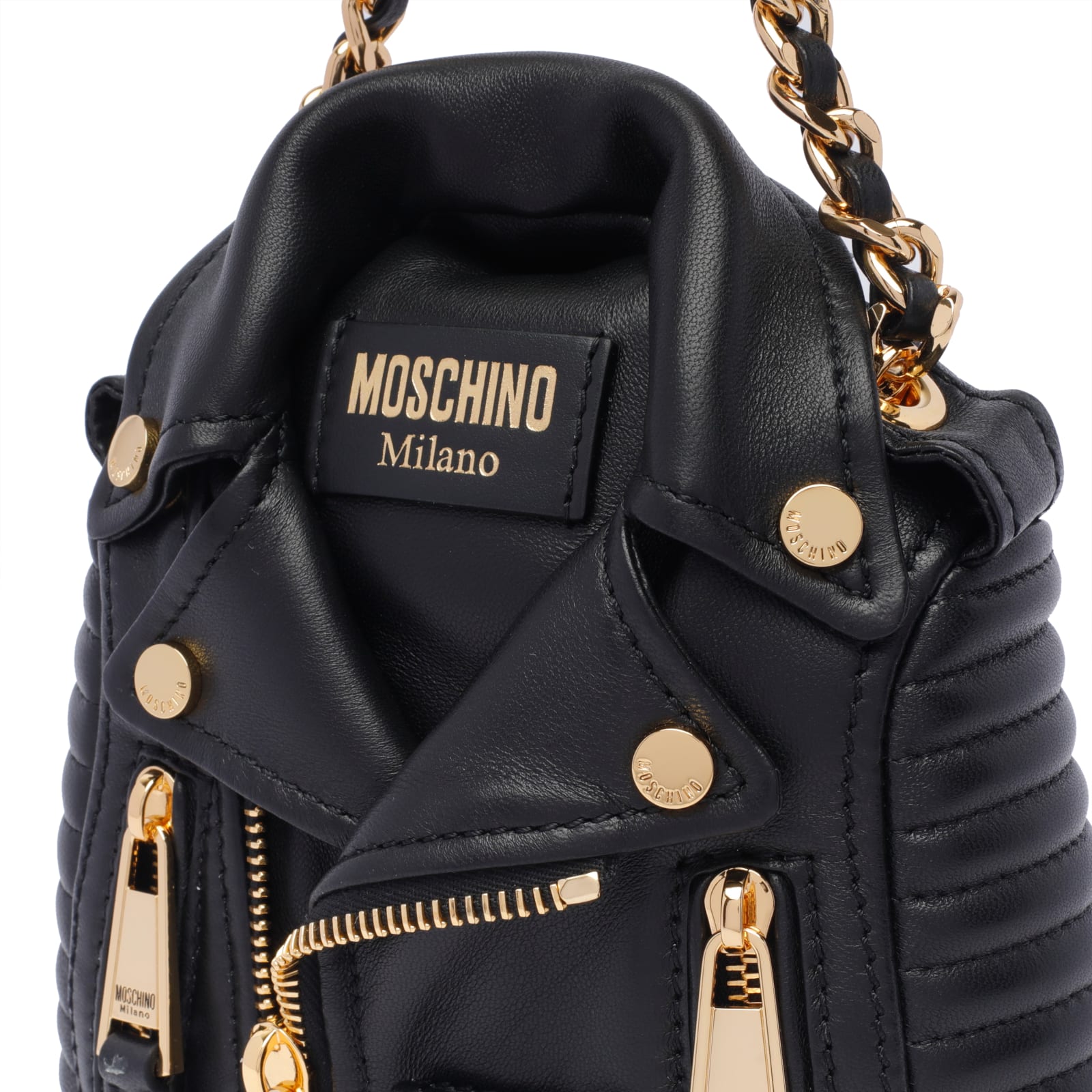 Shop Moschino Biker Backpack In Black