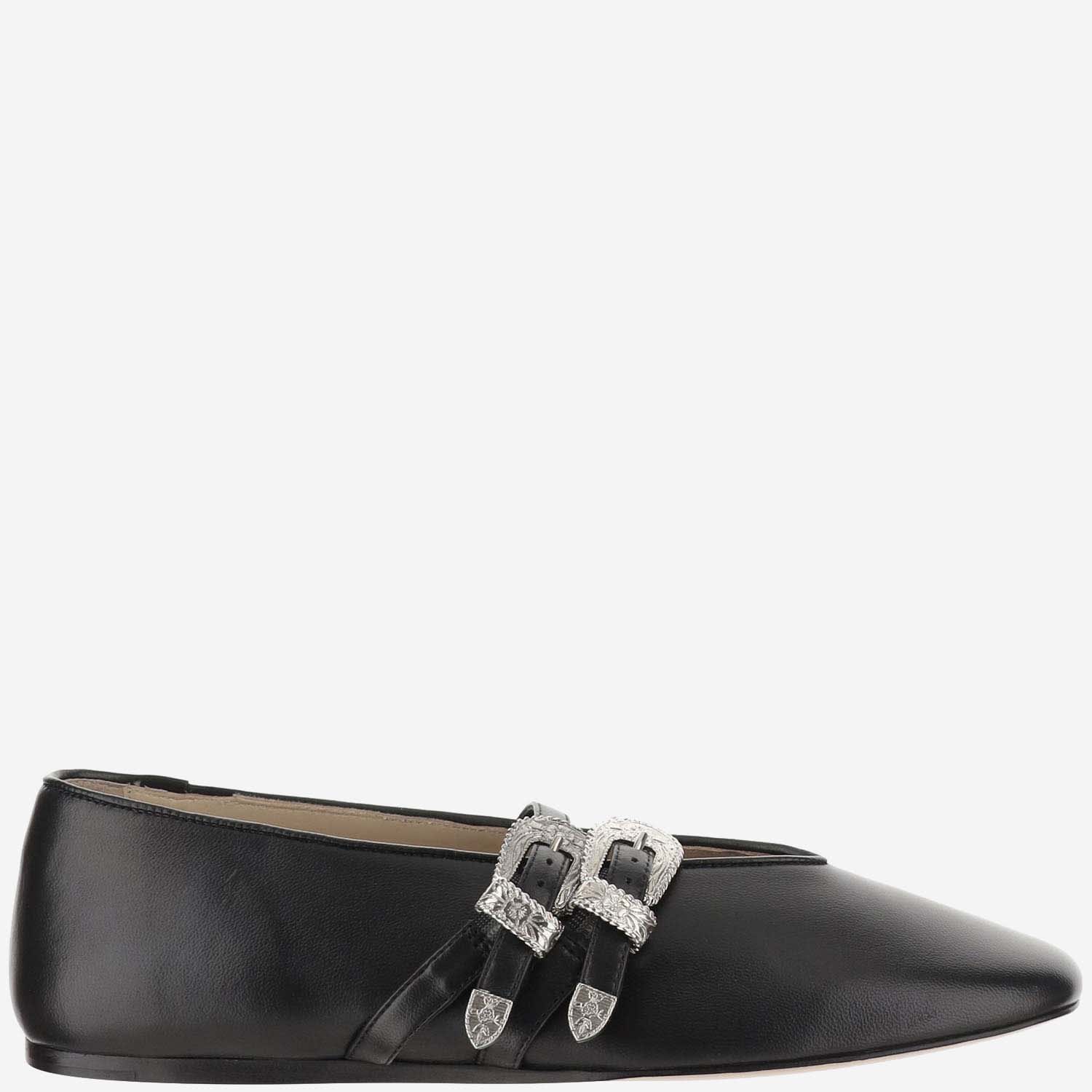 Shop Le Monde Beryl Claudia Leather Ballet Flats In Black