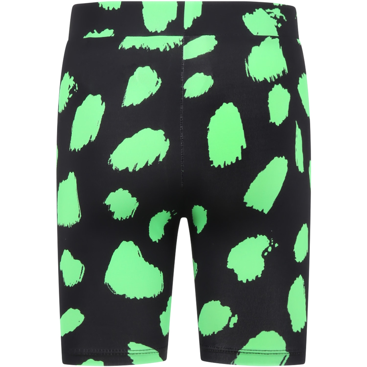 Shop Stella Mccartney Black Cyclists For Girl With Green Print