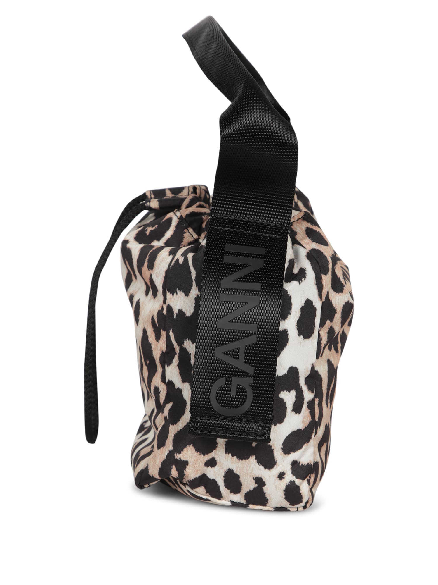 Shop Ganni Leopard Print Tech Pouch Bag In Multi