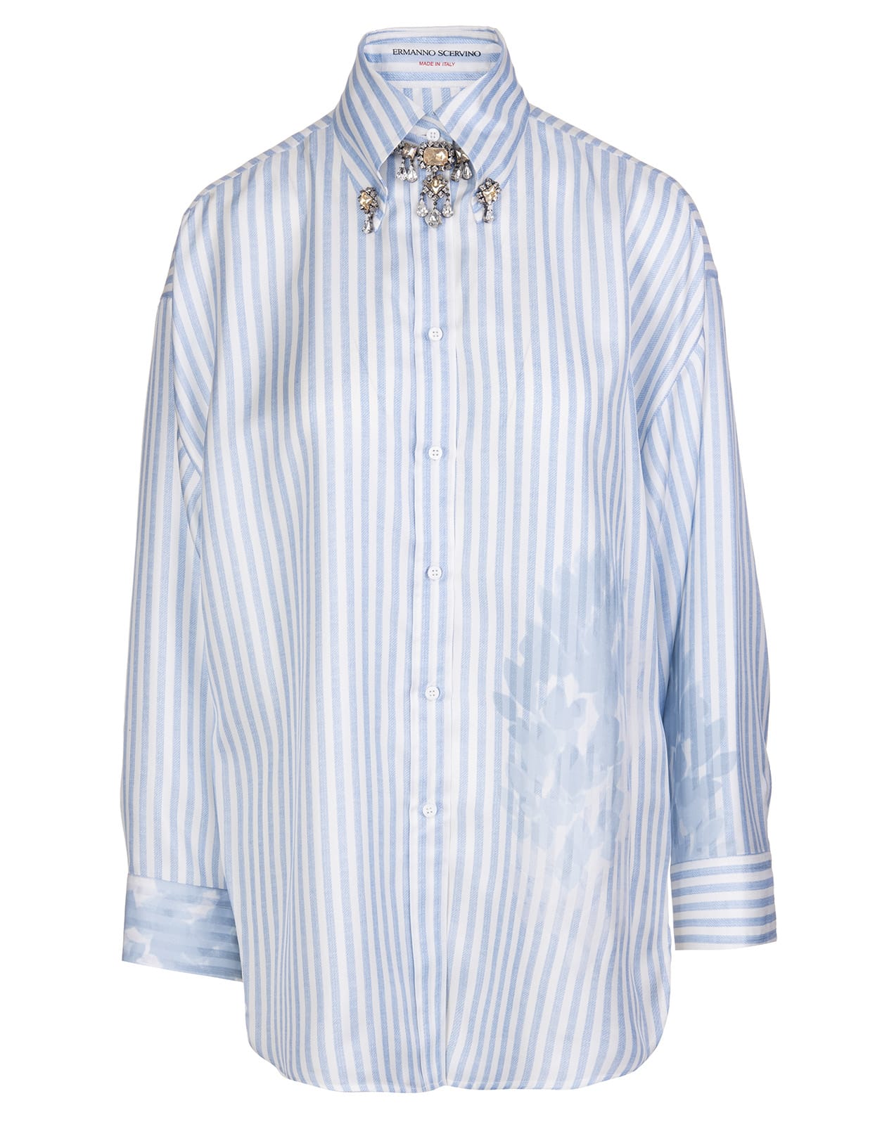 Ermanno Scervino Striped Printed Shirt With Bijoux