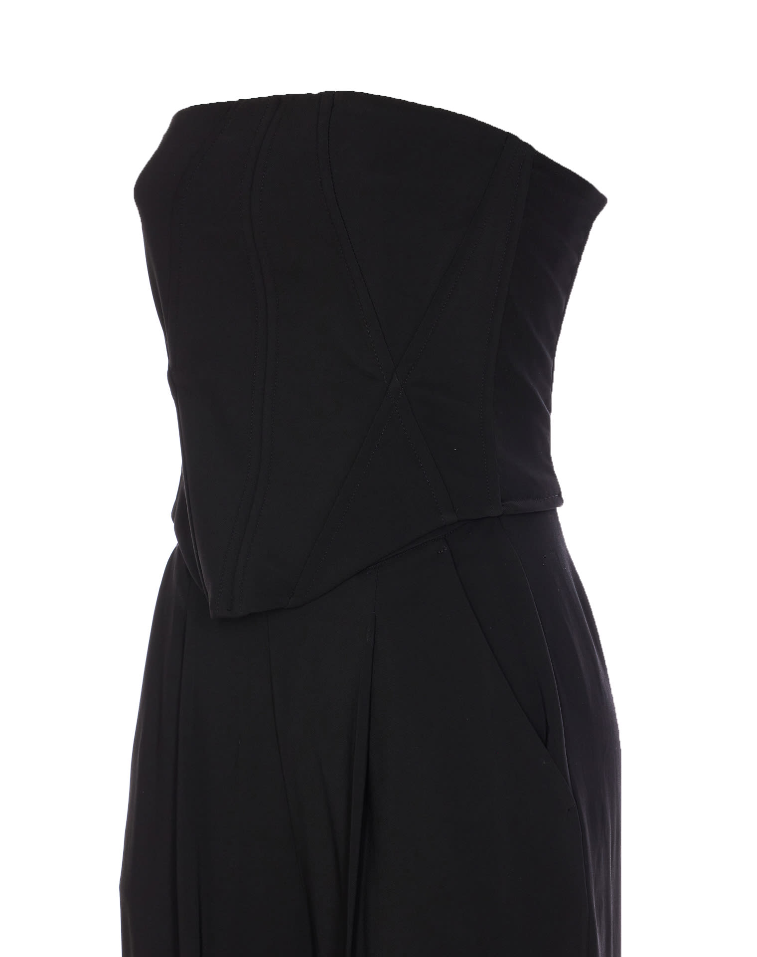 Pinko Elegant Bustier Jumpsuit With Wide-leg Trousers In Black