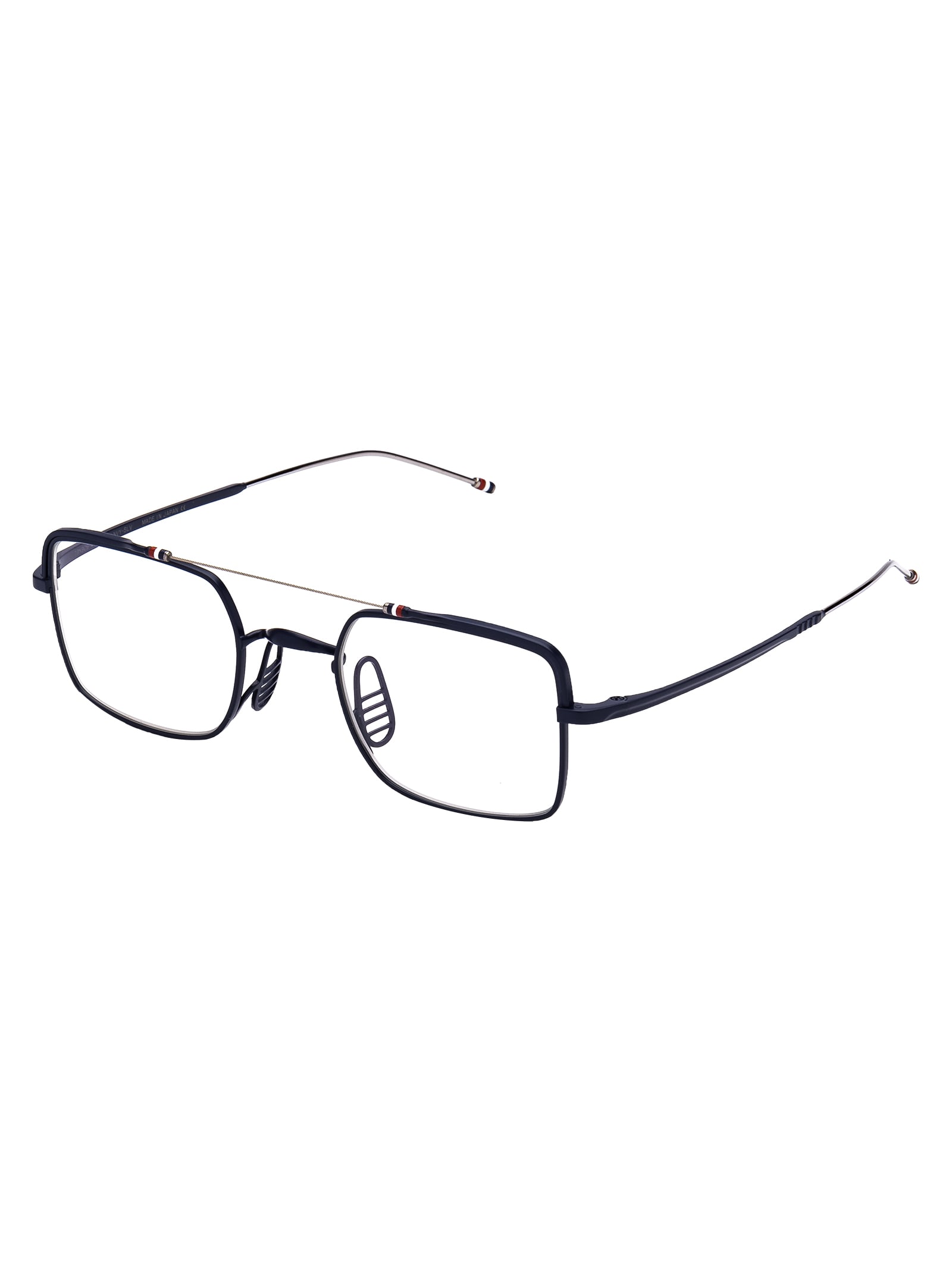 Shop Thom Browne Tb-909 Glasses In Matte Navy - Silver