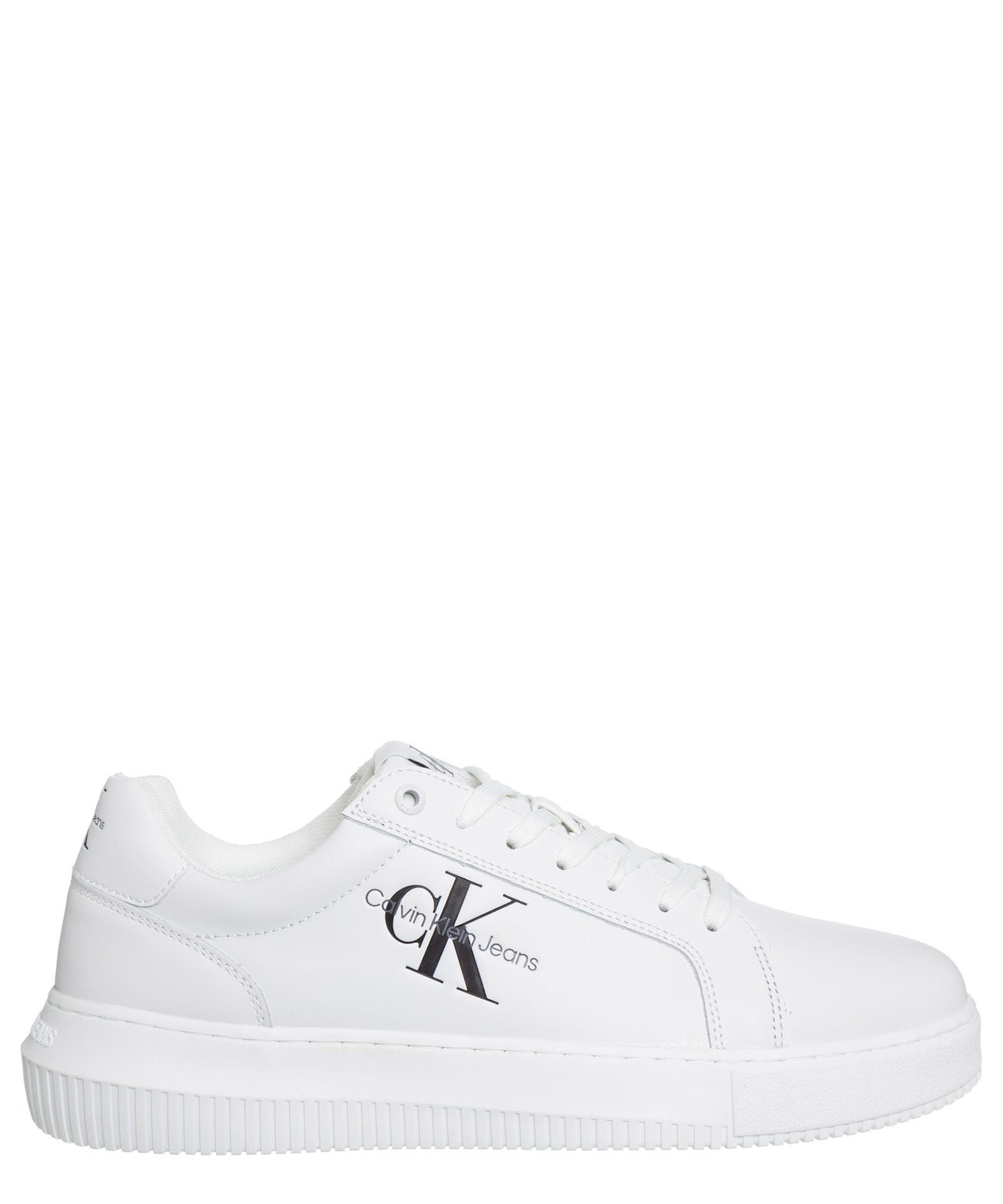 Calvin Klein Jeans Est.1978 Leather Sneakers In White - Black