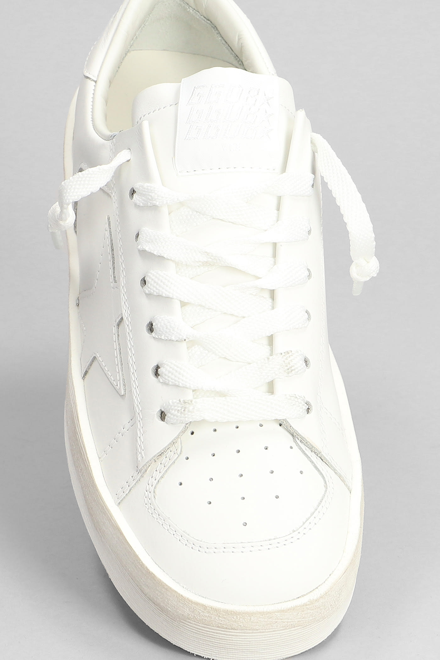 Farfetch Golden Goose Stardan White Leather Sneakers Golden